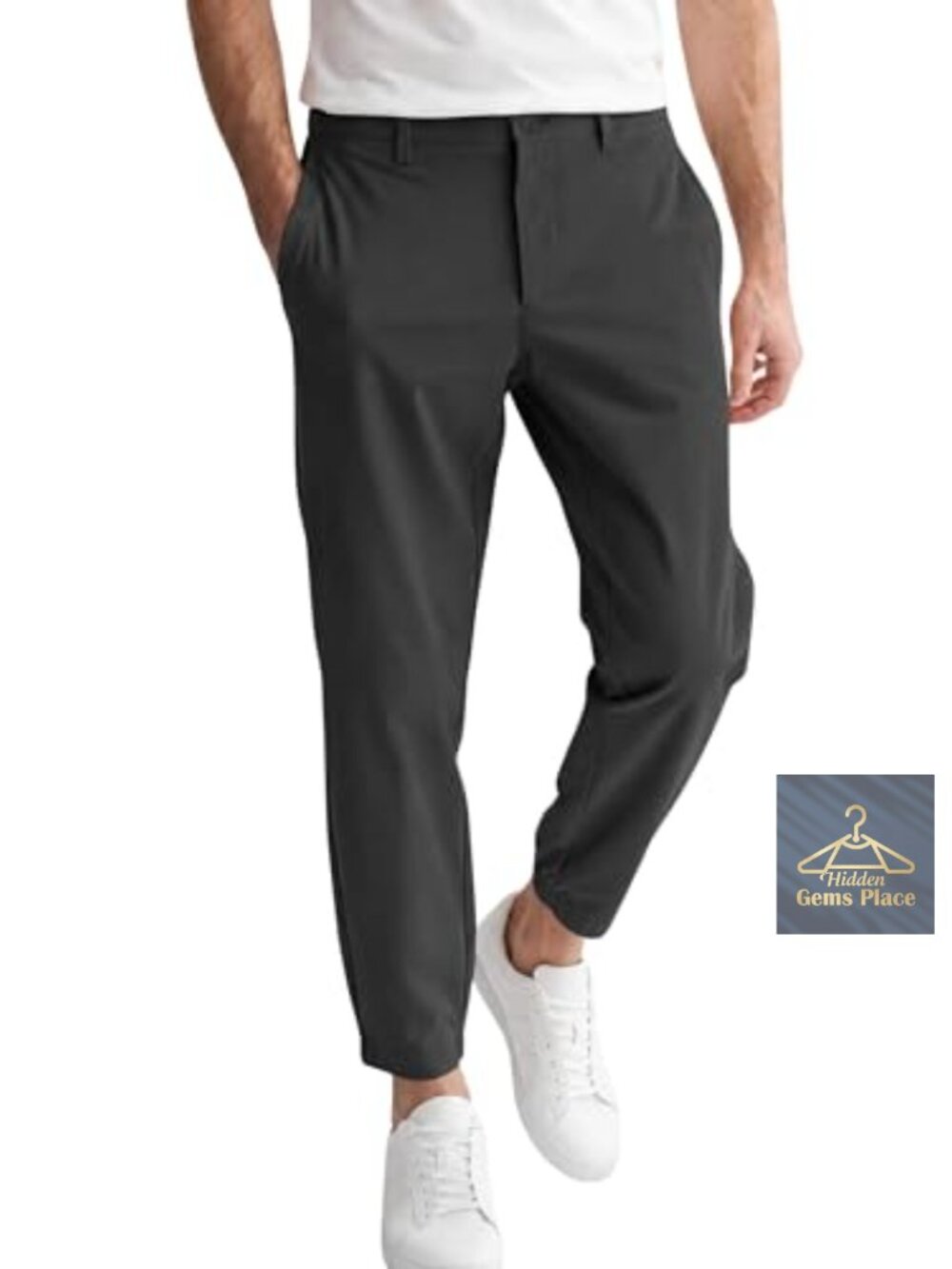 Mens Stretch Golf Pants Slim Fit Cropped Tapered Casual Work Trousers